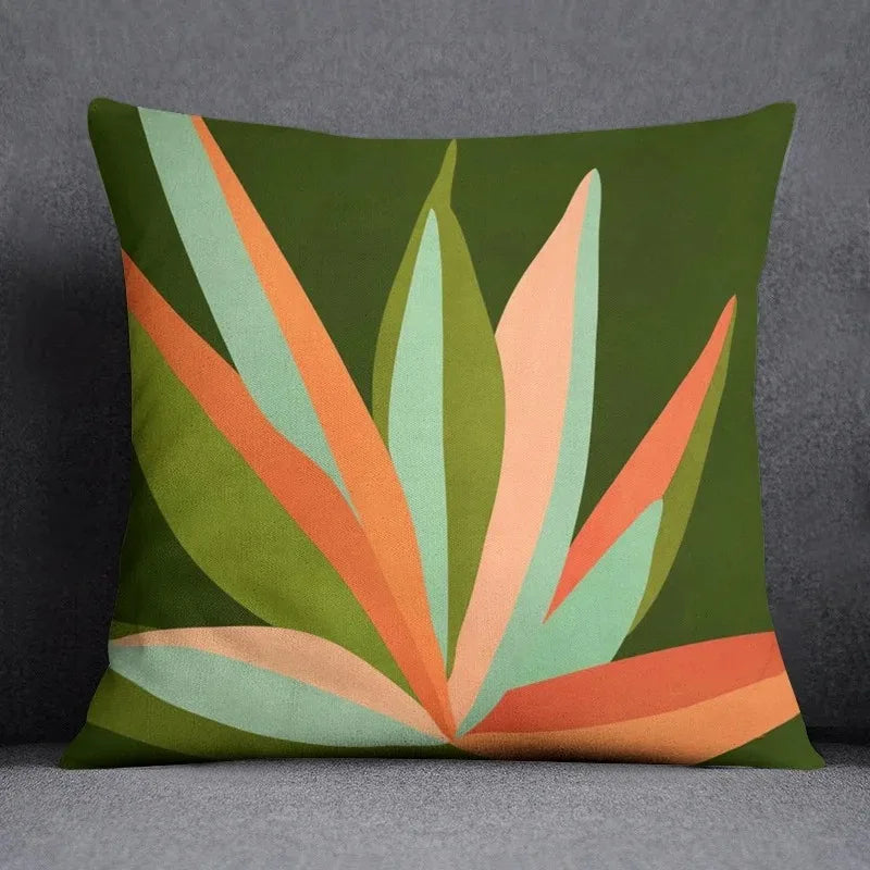 Green leaf pattern throw pillow cover home decoration office cushion cover bedroom living room sofa car cushion cover 45x45 cm