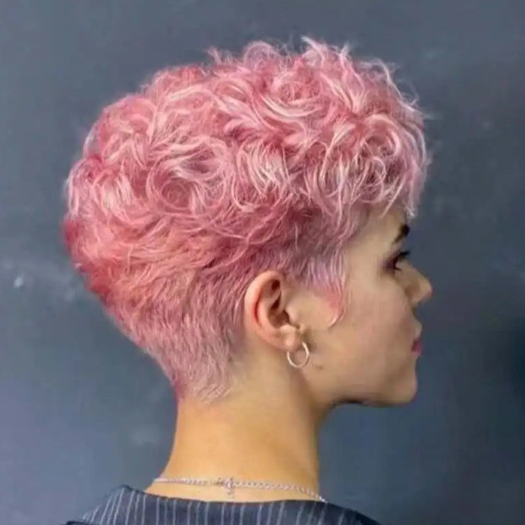 Pink Curly Pixie Wig