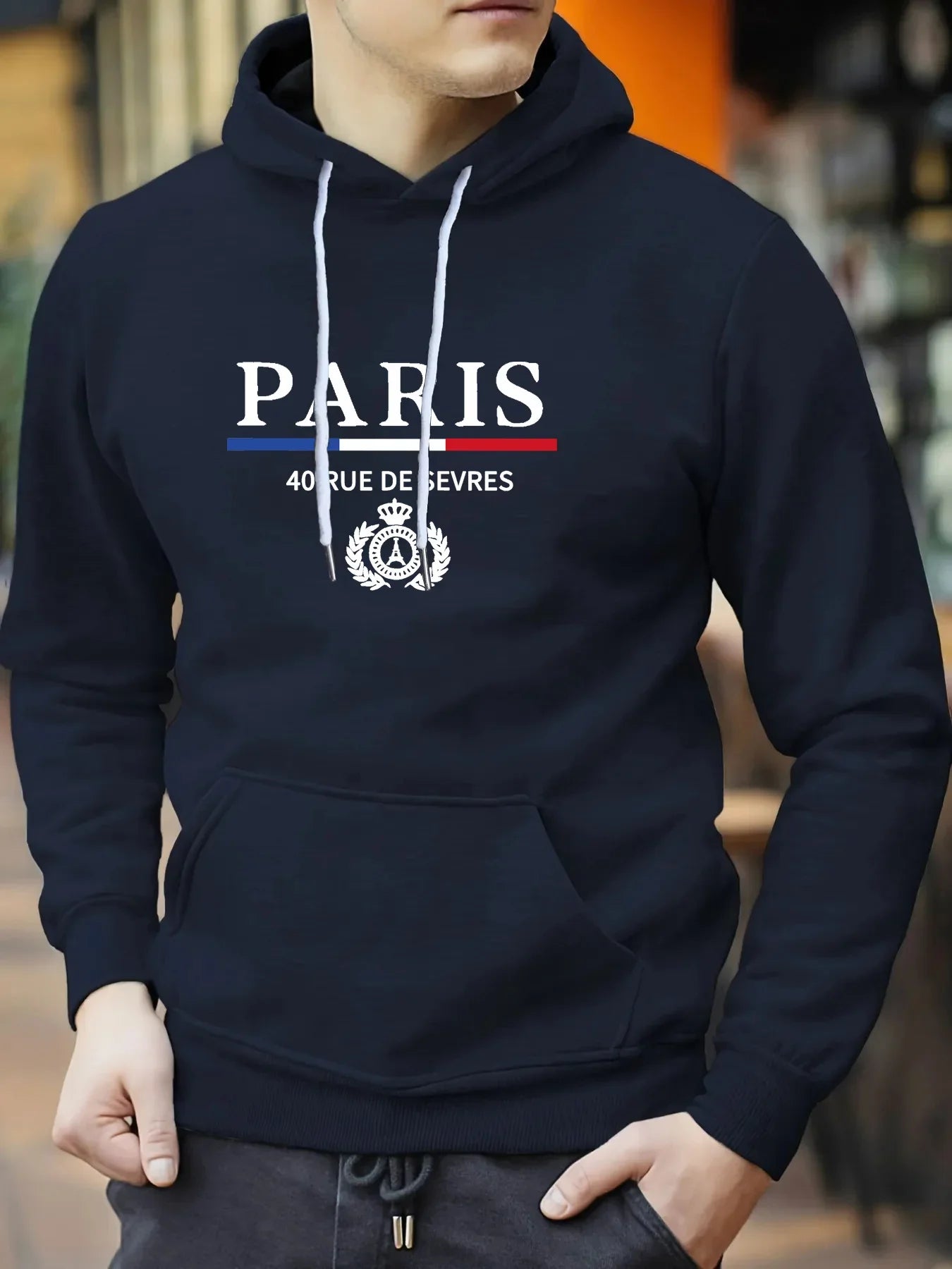 Paris printed hoodie for men's casual autumn and winter, minimalist hoodie, new spring and autumn hoodie