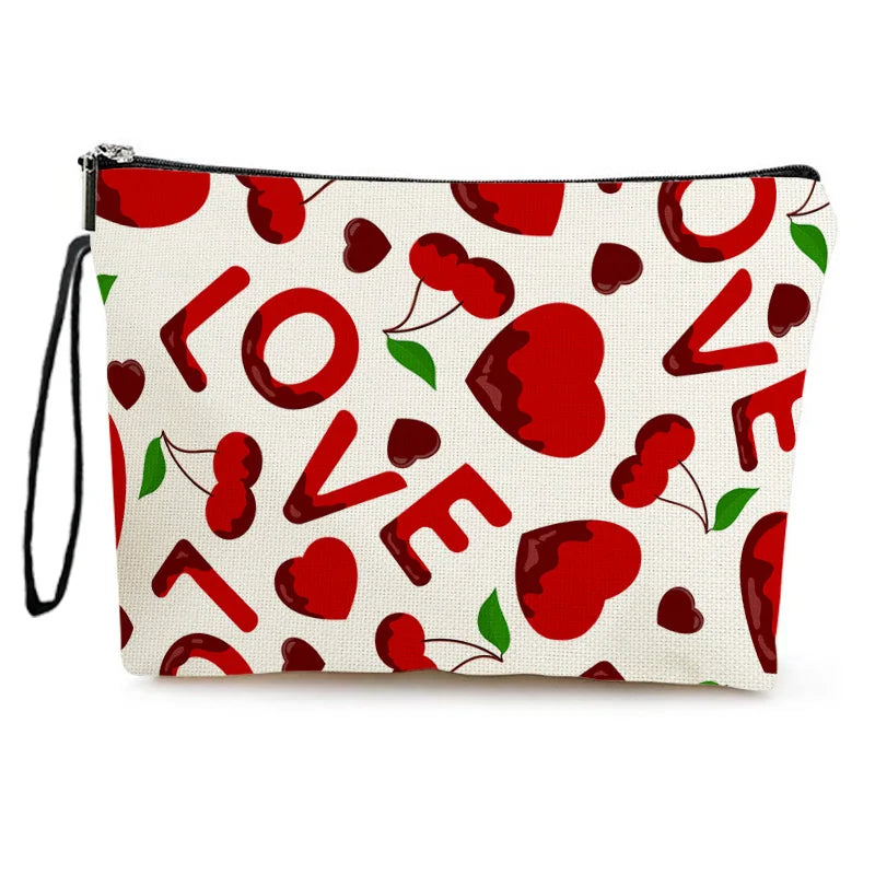 Heart Print Makeup Pouch