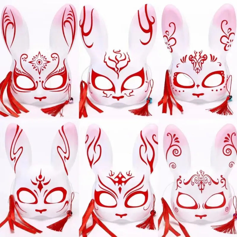 Rabbit Mask Japanese Style Half Face Masks Foxes Bunny Cosplay Props Masquerade Halloween Party Anime Mask for Women Men