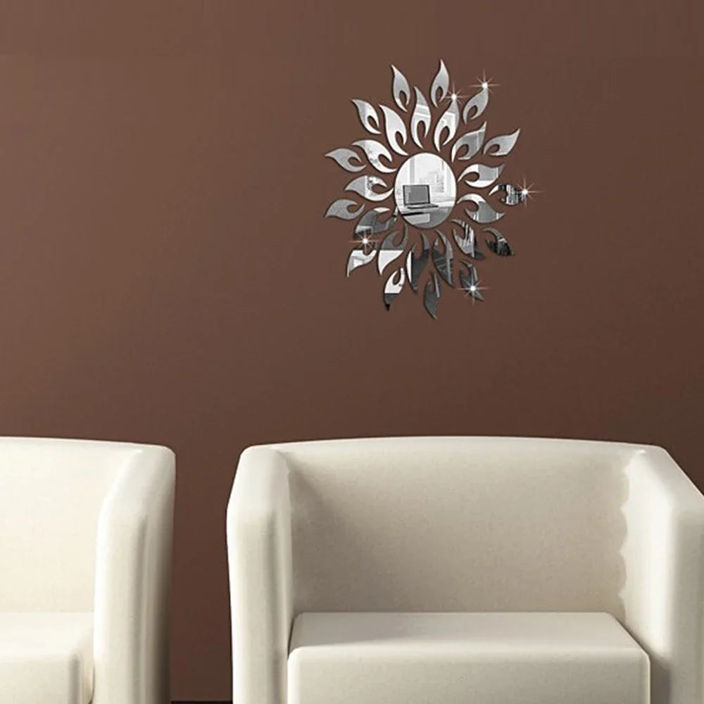 Wall Stickers for Room Decoration, Living Room and Home Decor, 1PC Reflective Sun Mirror PS Material