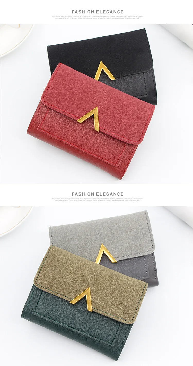 New Simple Short Women Wallets High Quality Card Holder Large Capacity Female Coin Purses  Small Card Bag Wallet For Girls
