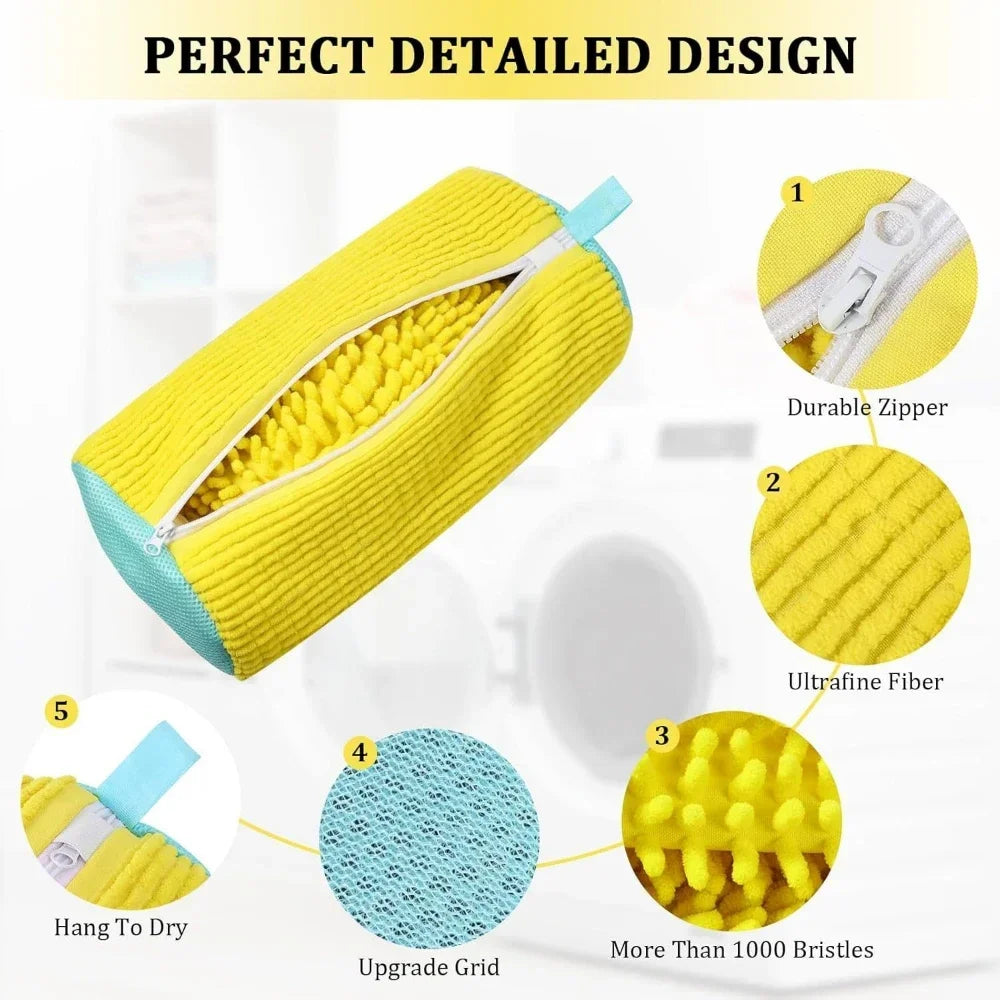 2/1PCS Shoe Washing Bag Washing Machine Laundry Bags with Zipper Closure Shoes Cleaning Bags Shoes Laundry Fluffy Fibers Sneaker