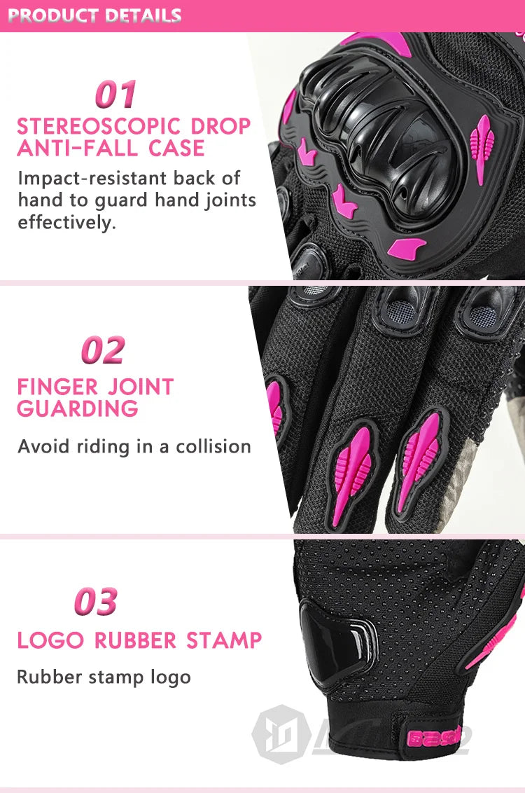 AXIO New Lady Pink Motorcycle Cycling Gloves Touchscreen Motocross Glove Wear-resistant Non-slip Motorbike Glove Mesh Breathable