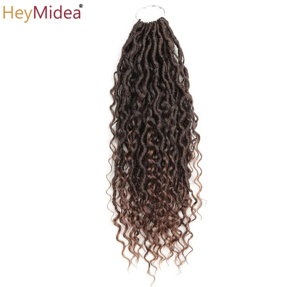 Synthetic Goddess Locs Crochet Hair Braids Curly Faux Locs Braiding Hair Extensions Wig For Women Black Hippie Boho Style