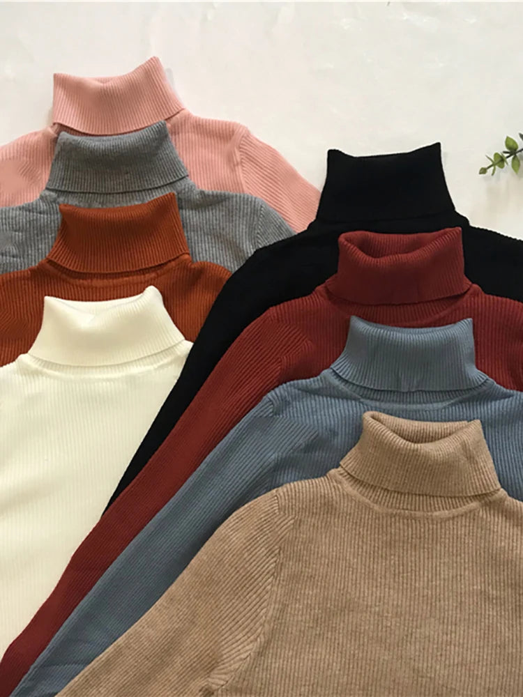 Turtleneck Sweater Womens Autumn Winter Tops Korean Slim Women Pullover Jumper Knitted Sweater Pull Femme Hiver Truien