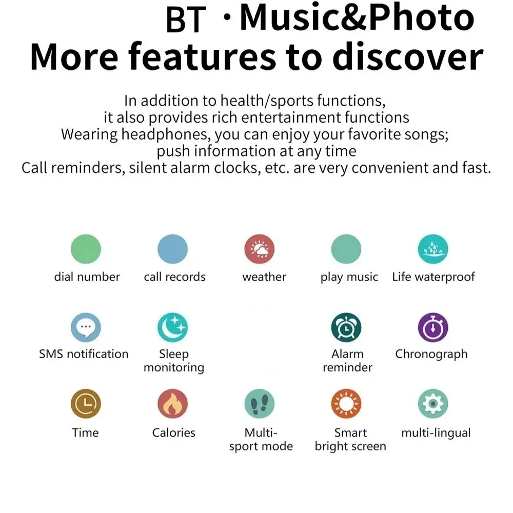 New Smartwatch For Men Android IOS Phone 1.73" Screen Bluetooth Call Blood Oxygen Pressure Monitoring Smart Watch Women