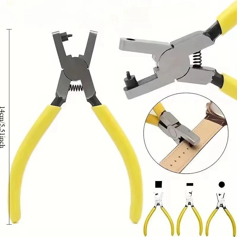 Perforadora de cuero Herramientas de cuero Multifuncional Perforadora de cinturones de acero al carbono ordinario Herramienta de perforación Perforadora de agujeros para cinturones Herramienta de artesanía