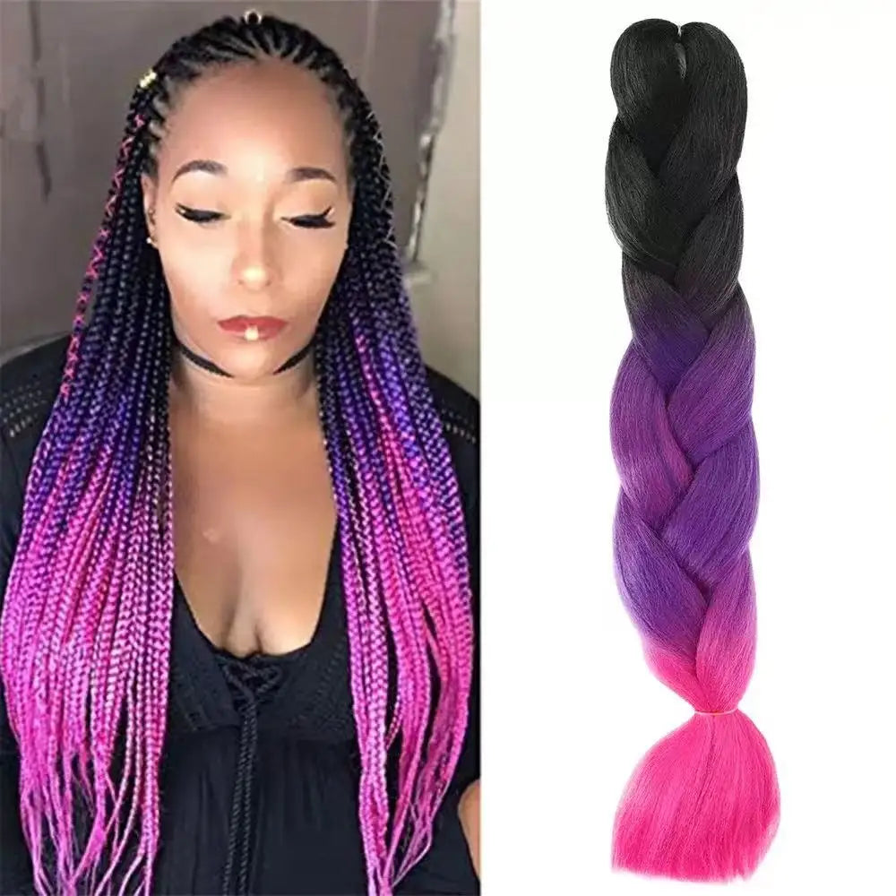 24Inch Jumbo Braids Extensions Synthetic Braiding Hair Afro Ombre Color wig for women braid