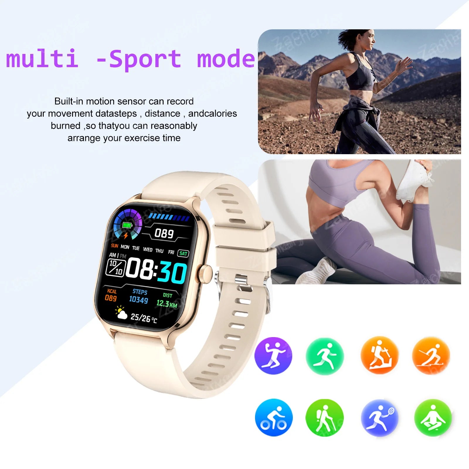 Smart watch, wireless calling /dial, Various APP Reminders,Suitable for men and women, sports watches, for iPhone/Andriod