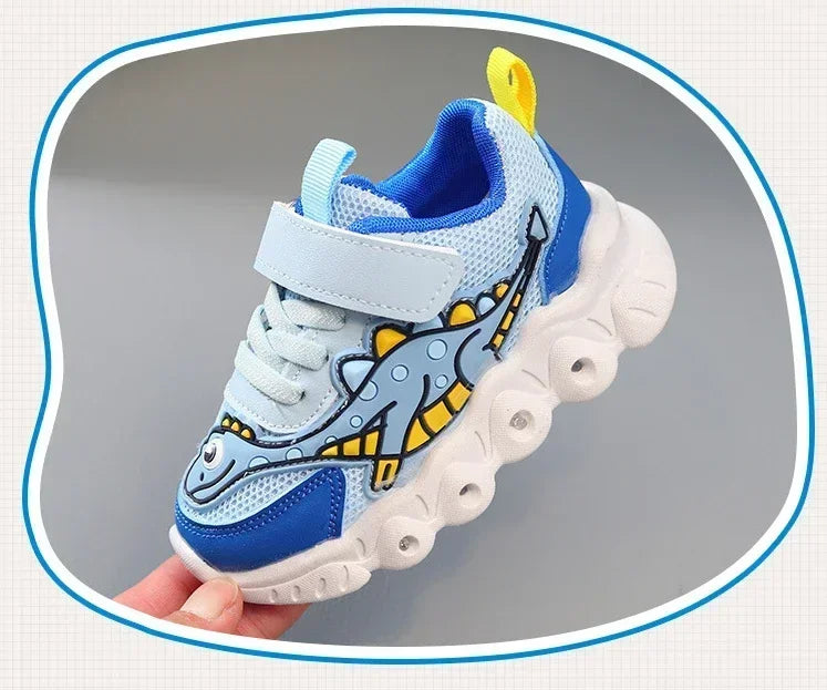LED-barn søte tegneserie gutter casual joggesko for barn sko jente mesh pustende belysning sko baby opplyst sko