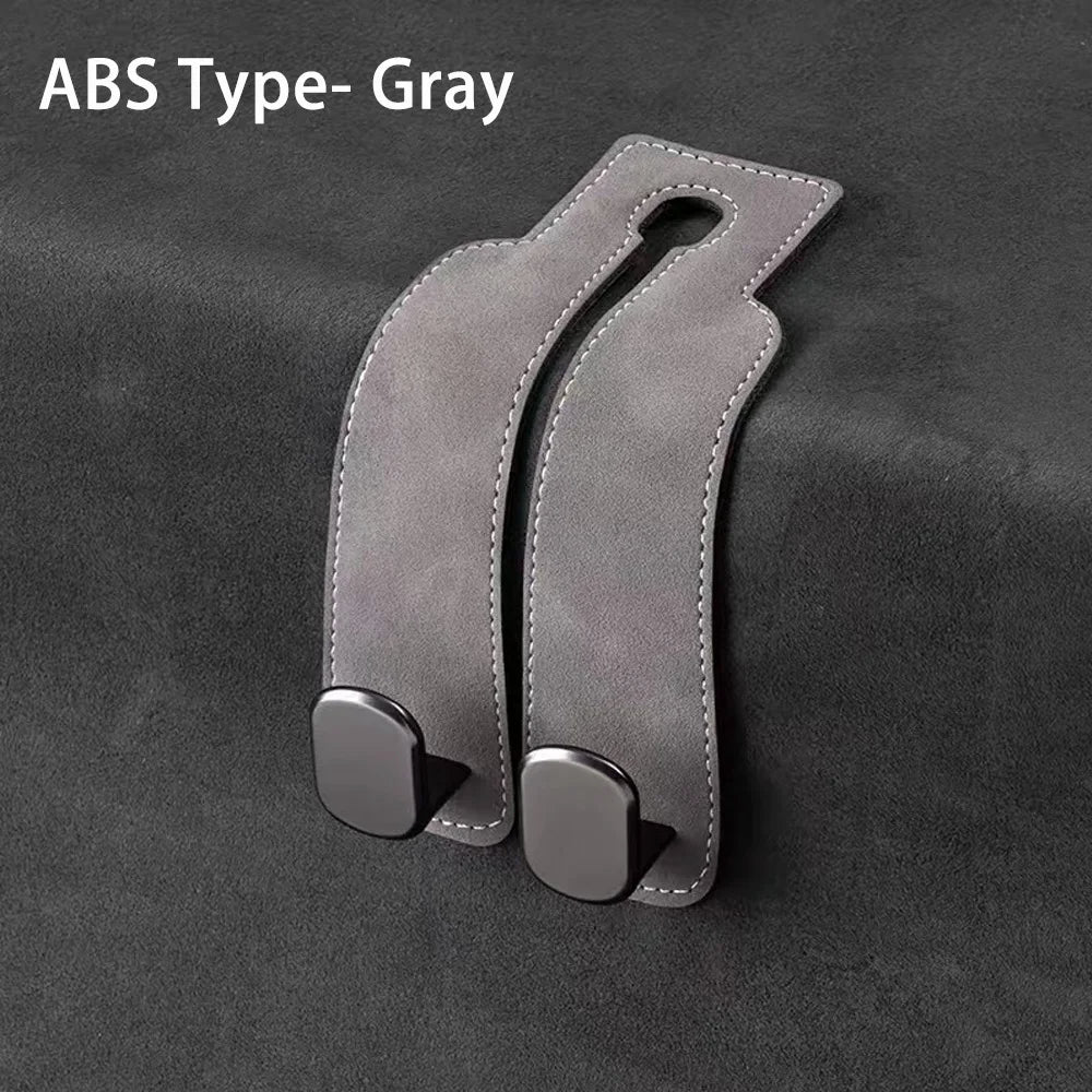 Quality 2 in 1 Car Headrest Hook Premium Suede Rear Seat Hanging Dual Hook 20KG Large Load-Bearing Alloy Hook Hanger Universal