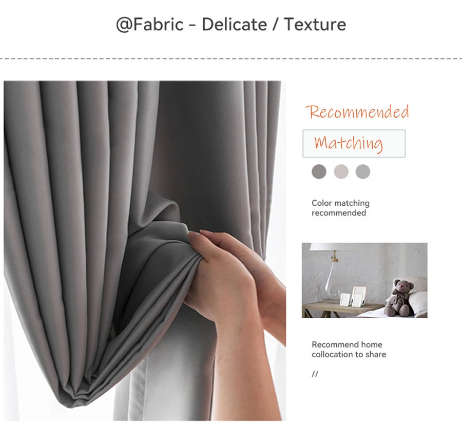 Cortinas para dormitorio con aislamiento acústico y reducción de ruido, modernas y sencillas, cortinas 100% opacas para sala de estar, estores para balcón