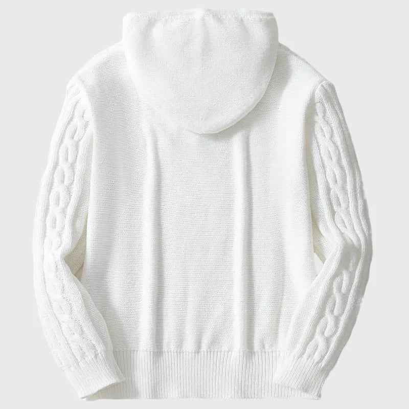 Sweatshirts Men Pullovers Sweaters Solid Casual Loose Splice Hooded Knitted Regular Thick Warm Tops Autumn Winter