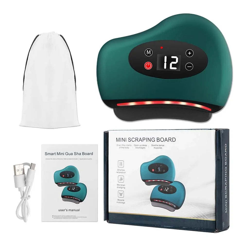 Masajeador Guasha Eléctrico Corporal Raspado Calentamiento Vibración Músculo Guasha Facial Cuello Ojos Cuchillo de Masaje Piedra Gua Sha Raspador Gouache