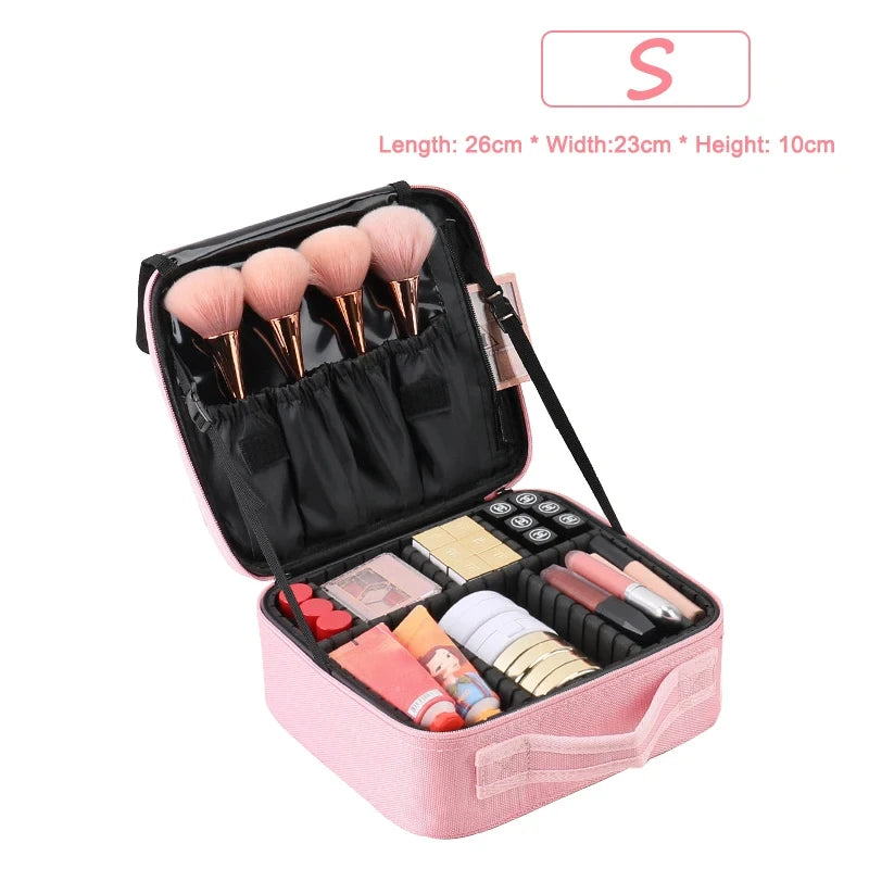 Professional Cosmetic Bag for Women Leather Cosmetic Bags Waterproof Oxford Large Capacity Travel Makeup Case for Makeup Artist