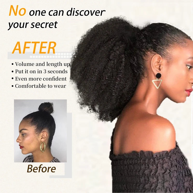 Rubber Band Ponytail Extended 10 inches Short African Curly Ponytail African Women Fluffy Ponytail Synthetic Wig for Daily use