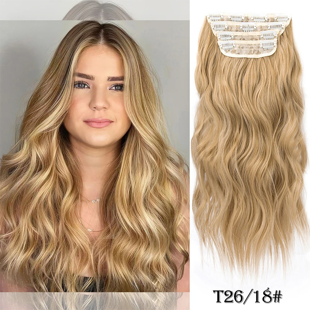 Extensiones de Cabello Ondulado Largo de Clip