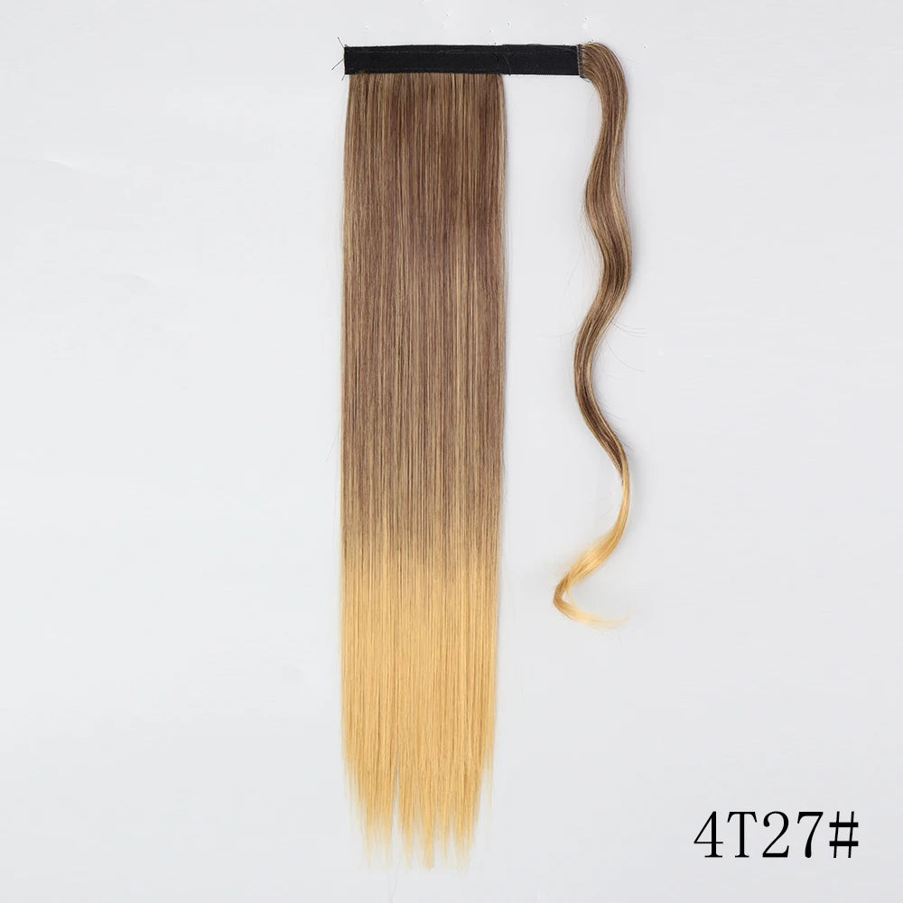 LISI GIRL Synthétique 22/34 Pouces Queue de Cheval enroulée Extensions de Cheveux Bouclés Afro Longs Postiches Queue de Cheval Faux Cheveux Résistant à la Chaleur