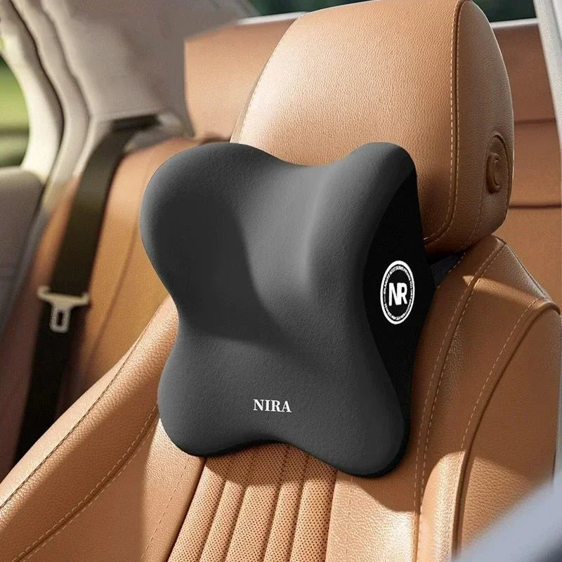 Nueva almohada de apoyo lumbar para coche de espuma viscoelástica, almohada de cuello para automóvil, soporte de cintura, respaldo extraíble lavable, cojín universal para vehículo