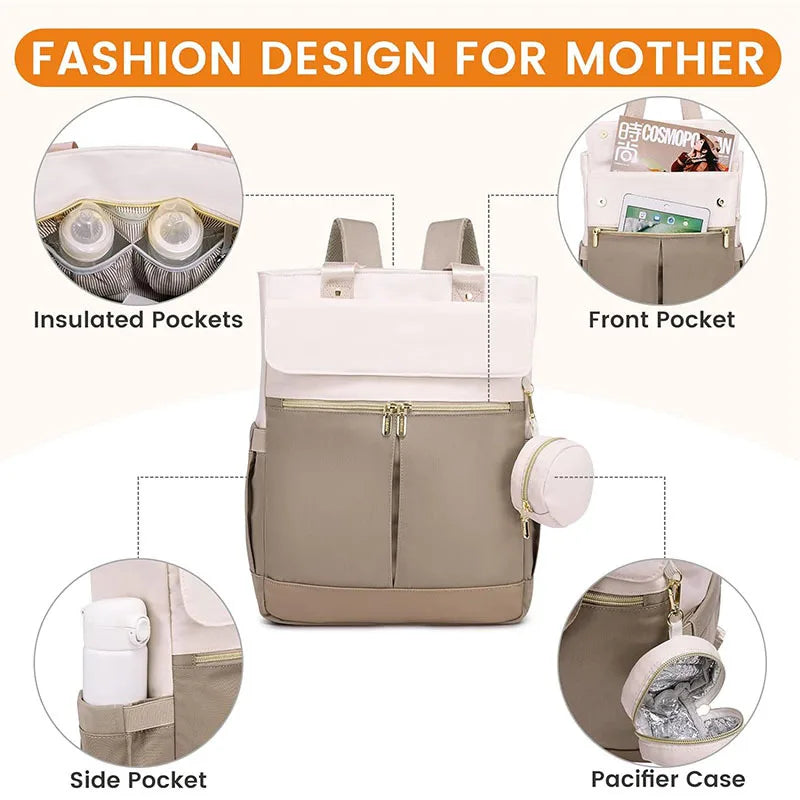 Laptop bag, travel and leisure mommy bag, diaper bag, men's and women's fashionable backpack