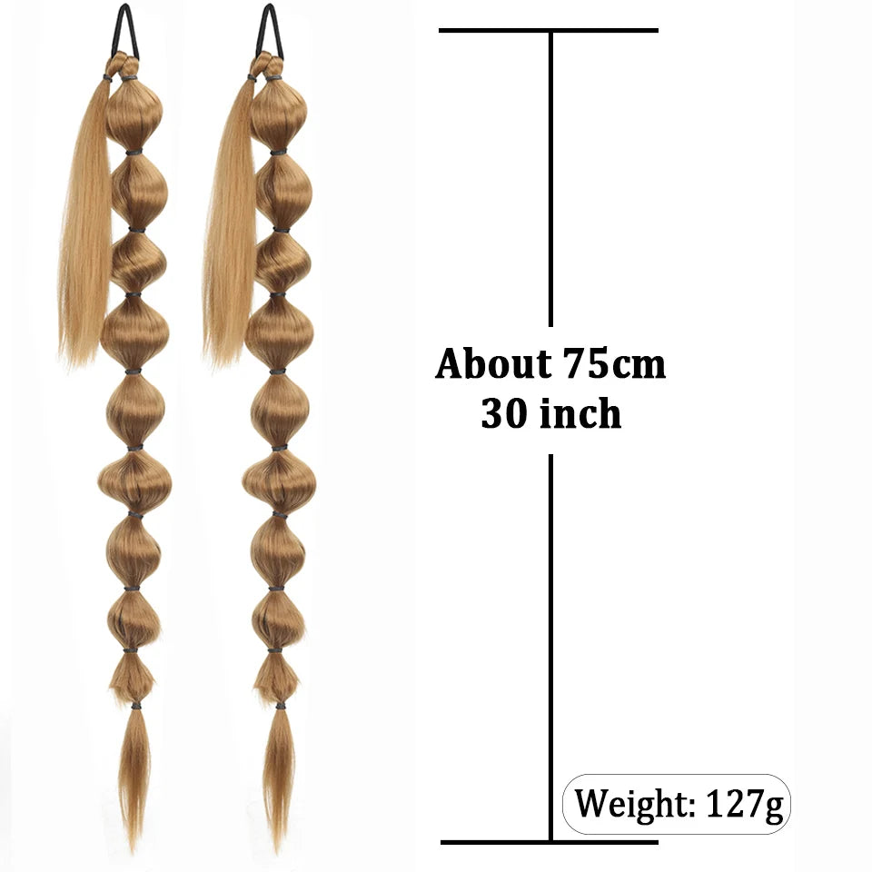 Extensions de cheveux synthétiques queue de cheval africaine moelleuse - Longue tresse étendue avec queue de cheval bulle pour un look volumineux Accessoires capillaires