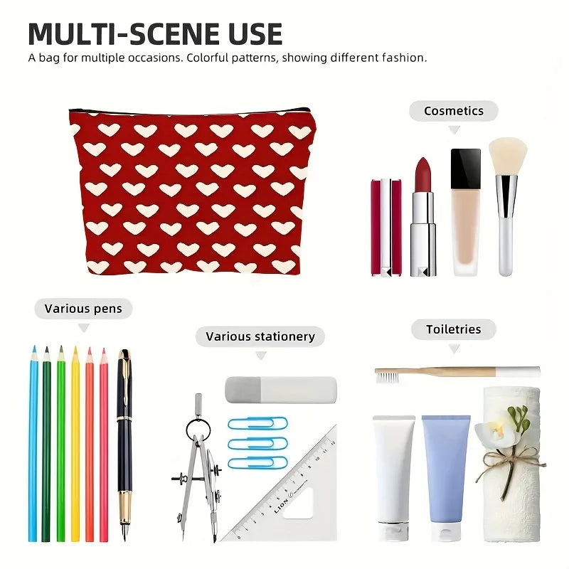 Heart Print Makeup Pouch