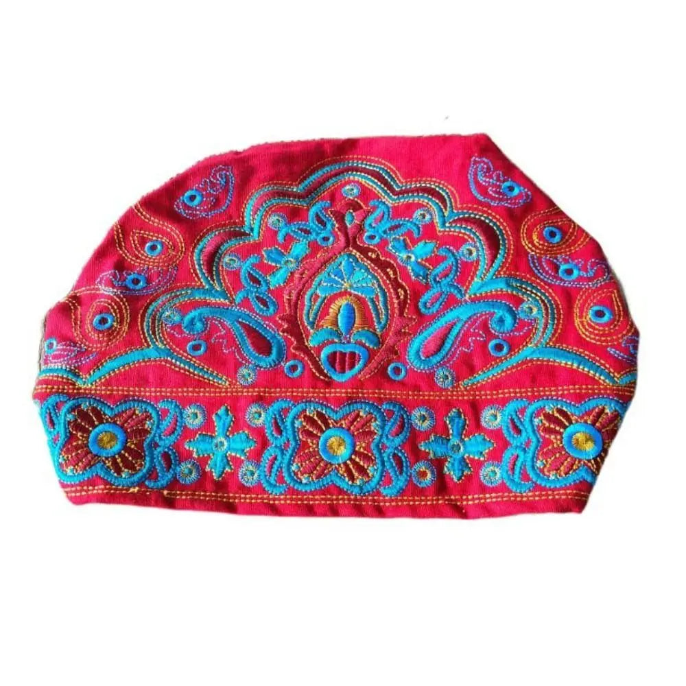 Fashion Embroidery Flowers Bandanas Mexican Style Ethnic Turban Hats Vintage Breathable Hair Cover Cap for Women