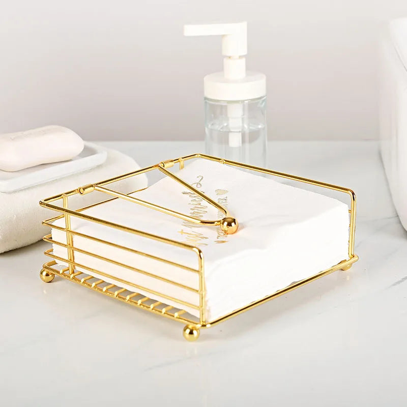 Napkin Holder, Suitable for Kitchen, Restaurant, and Outdoor Use, Matches Various Dining Room Decor Styles, Black,Gold