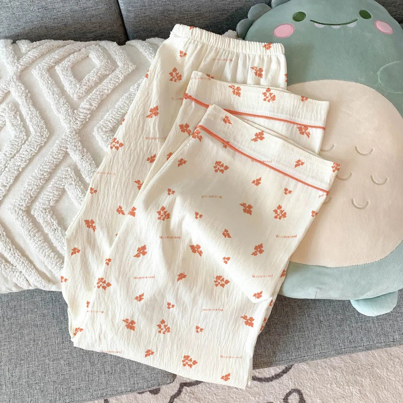 Women Pajamas Sets Short Sleeve Nightwear Top and Pants Sleepwear 3 Piece Pjs Loungewear Fashion Print Pyjamas Set Nightwear