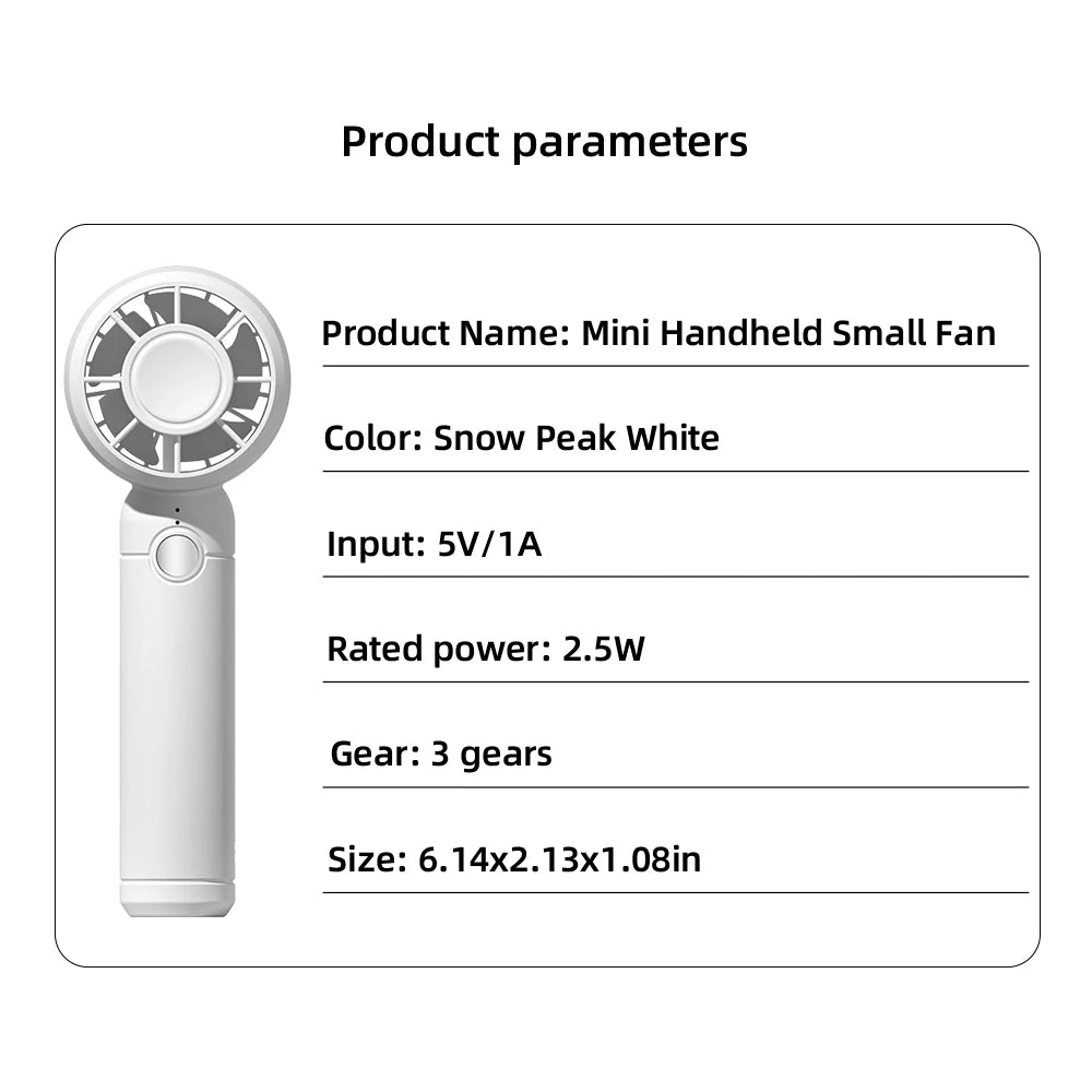 USB Mini Fan Rechargeable Mini Fan Portable Handheld Cooling Fan for Office Travel outdoor camping