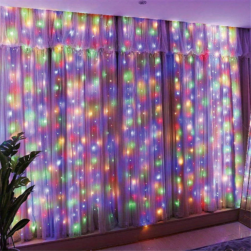 Christmas Fairy Light Party Birthday Decoration 8 Mode LED Holiday Garland Wedding USB Curtain String Light Home Decor 3M 6M