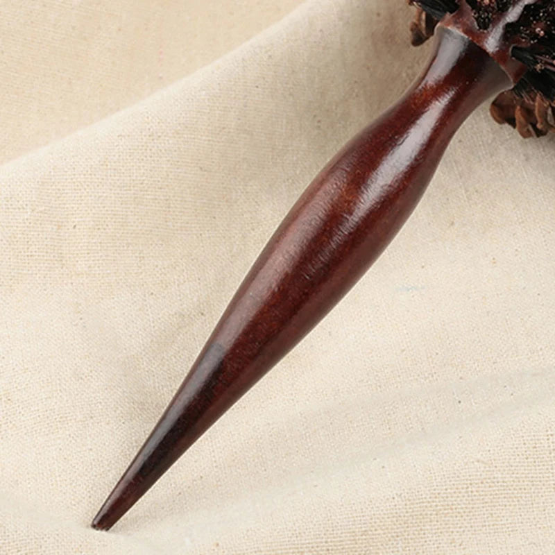 Hair Comb Natural Boar Bristle Rolling Brush Round Barrel Blowing Curling DIY Hairdressing Styling Tool