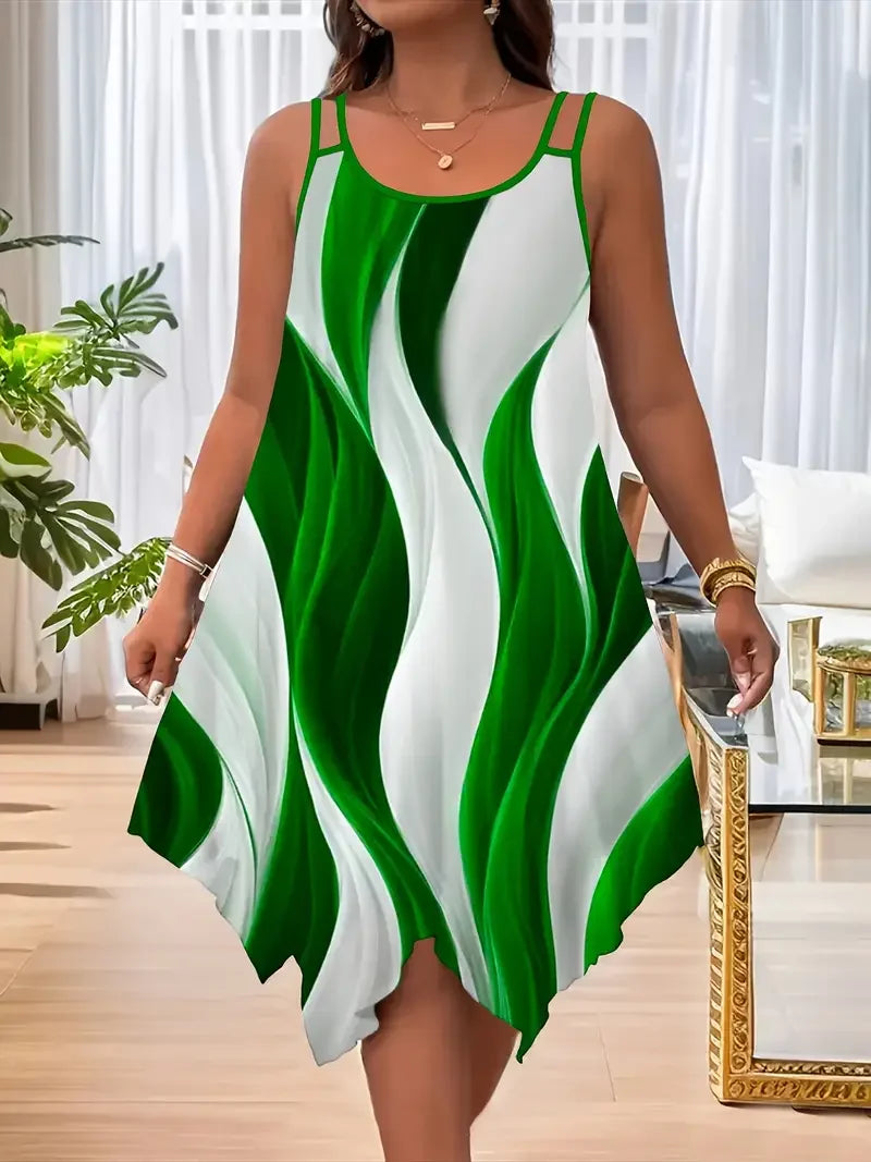 Plus-Size Geometric Striped Dress