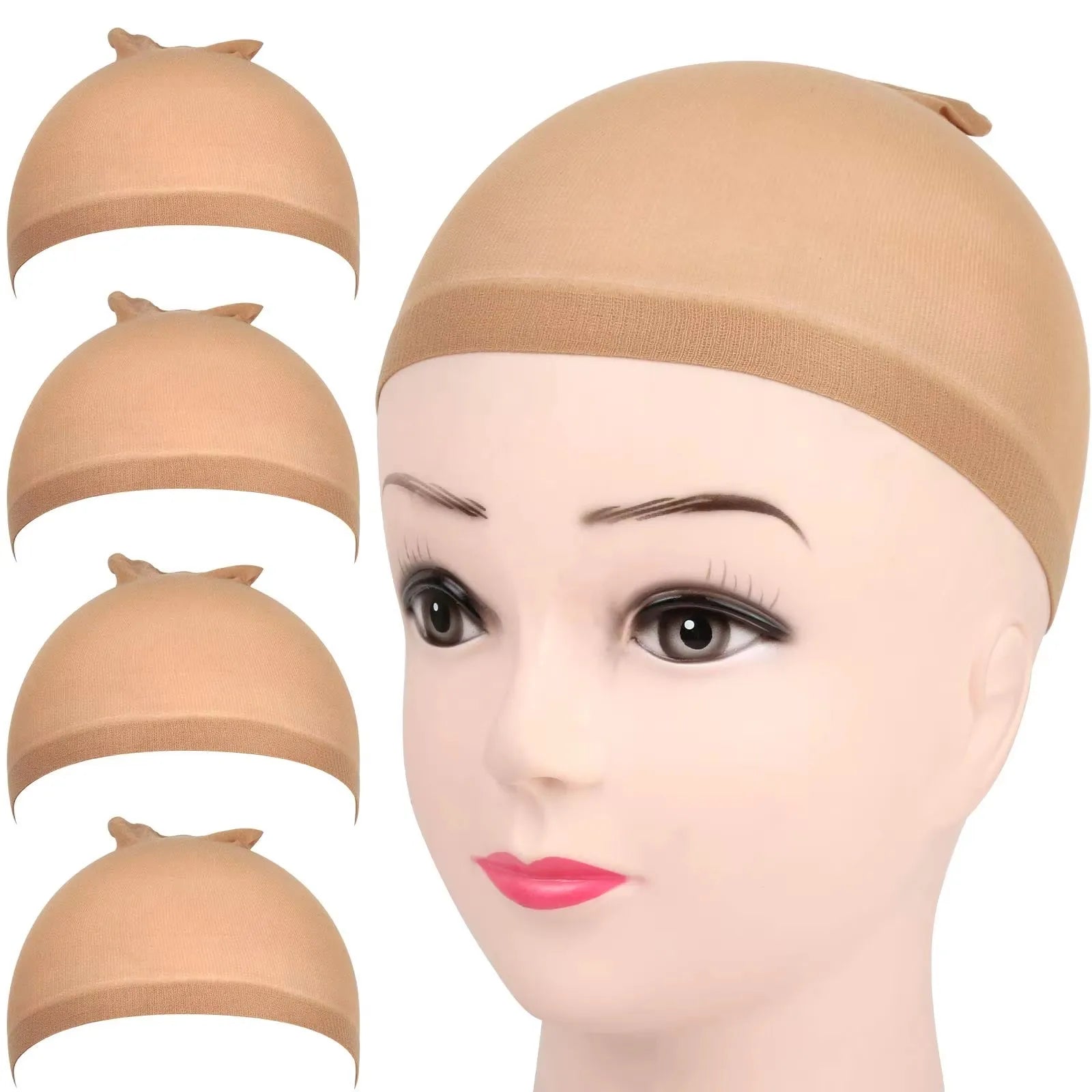 Stockings Wig Cap 4 pcs Mesh Net Wig Caps Weaving Hair Net for Wig Close And Fishnet Wig Caps For Women Black