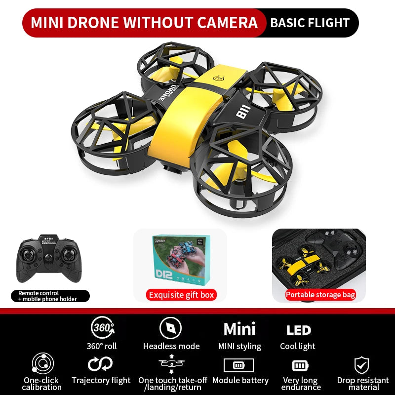 Dowellin D12 Drone Mini Aeronave de Control Remoto Nuevo Juguete para Niños Cámara Dual HD Altura Fija RC Quadcopter Regalos para Principiantes
