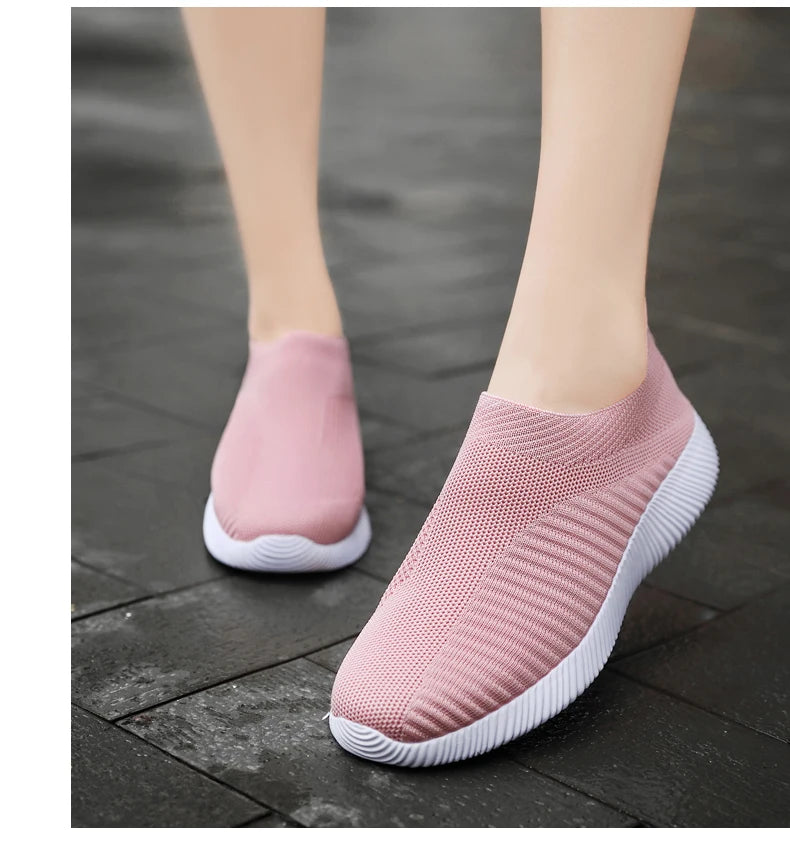 Women Flat Slip on White Shoes Woman Lightweight Sneakers Women Casual  Summer Autumn Walking Mesh Running Sports Shoes 2024