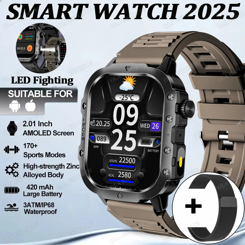 New Rugged Military GPS Smart Watch Men Bluetooth Call Health Monitoring AI Voice Sport Waterproof Smartwatches For Android