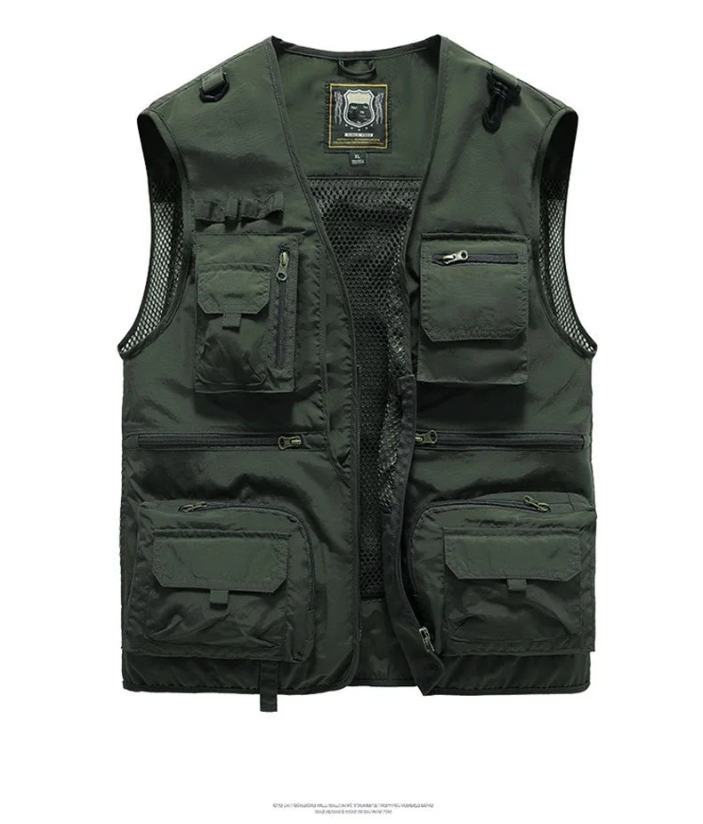 Outdoor Leisure Vest Men's New Multi-Pocket Breathable Outdoor Sports Coat High-Quality Design Leisure Vest Men Work Vest