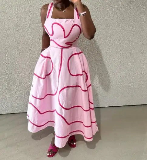Dresses for Women's Clothing Summer New Temperament Square Neck Women Fashion Sleeveless High Waist Slimming Camisole Dress
