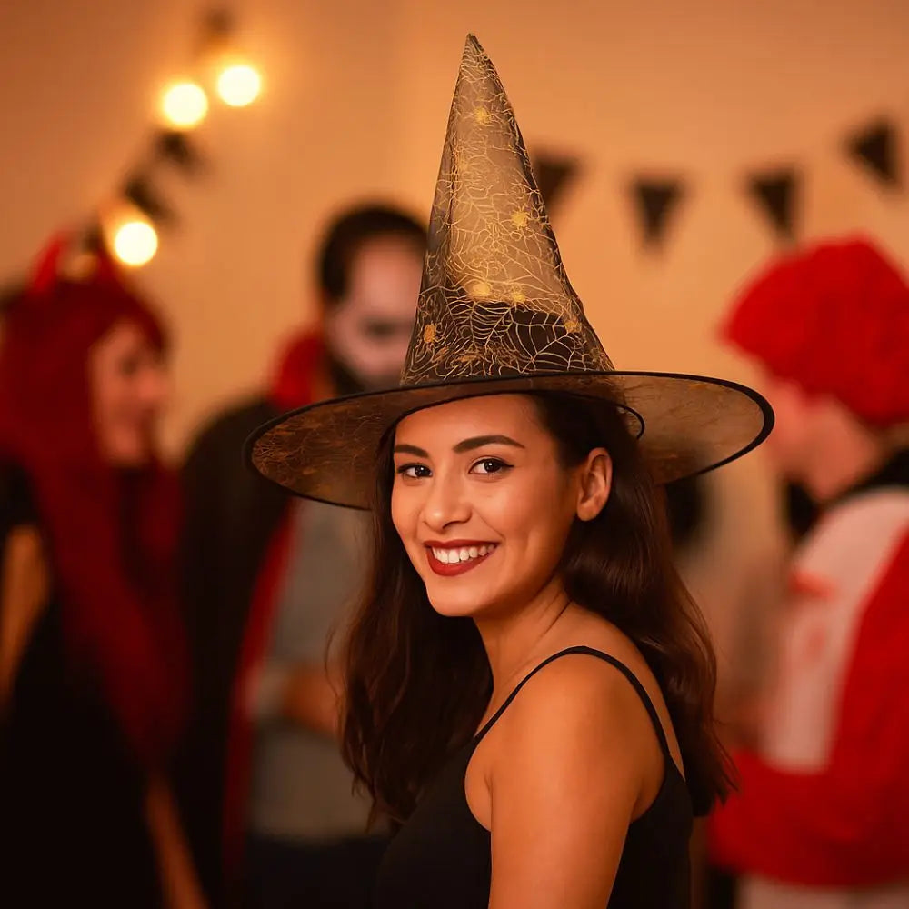 Decorations Props Pointed Hat Halloween Witch Hat Sequin Decorative Cosplay Hat Breathable Spider Witch Hat Cosplay Event