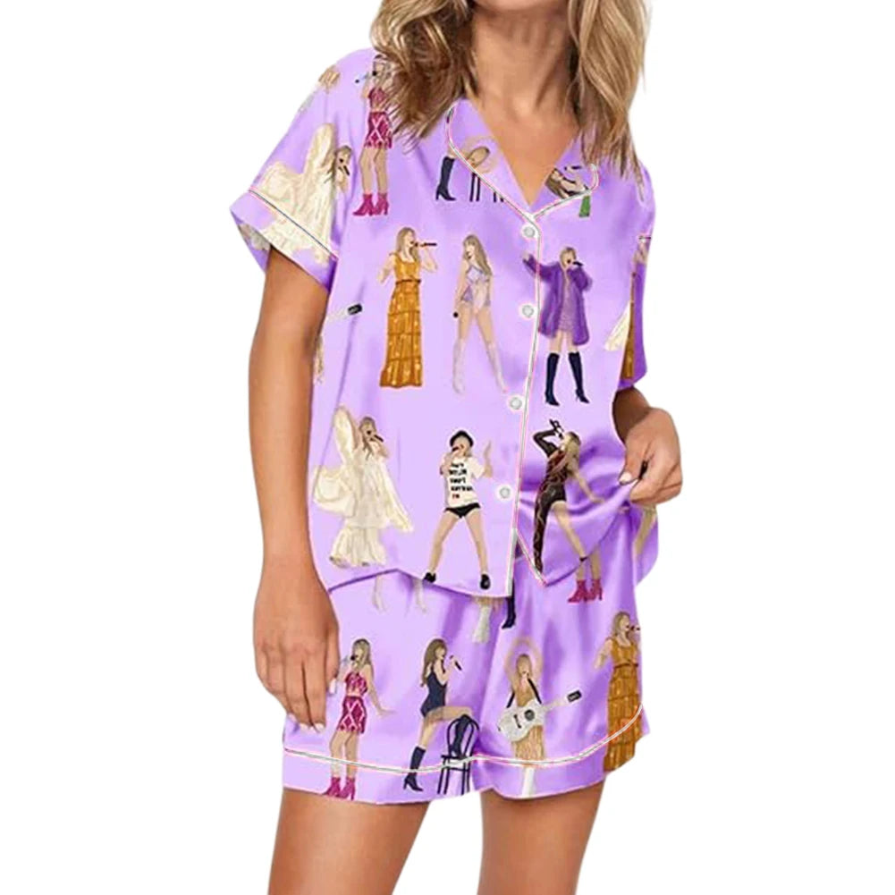 Women's Pajamas Taylor Pajamas Set Shirt And Pant 2 Piece Set Matching Sleepwear Comfortable Homewear Trouser Sets for Fans