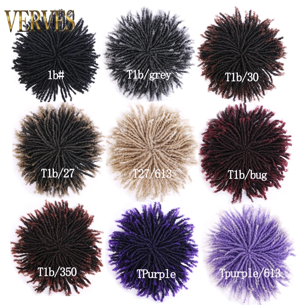 VERVES Dreadlocks Synthétiques Noirs Perruque Dreadlocks Demi-Clip Topper Tresses au Crochet 6 Pouces Courtes Perruque Femme Gris Marron