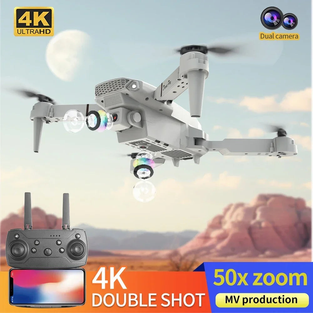 Dron profesional mini de control remoto E88 4K HD con cámara aérea WiFi FPV, cuadricóptero plegable, helicóptero RC, juguete para niños, regalo