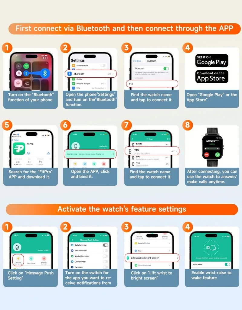 Smartwatch para teléfono Android. Pantalla a color de 1,44 pulgadas, táctil, llamada Bluetooth, carga magnética.