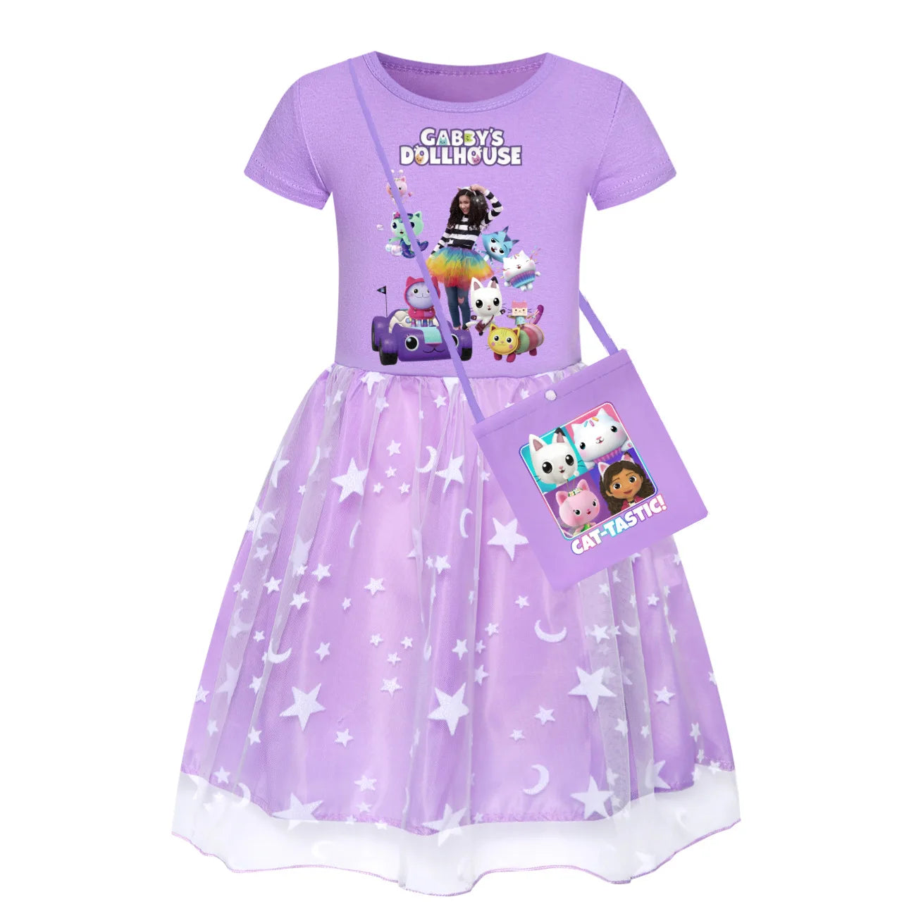 Newest Gabby Doolhouse Clothes Baby Girl Gabbys Cat Dress for Kids Girls 11 To 12 Children Summer Short Sleeve Princess Vestidos