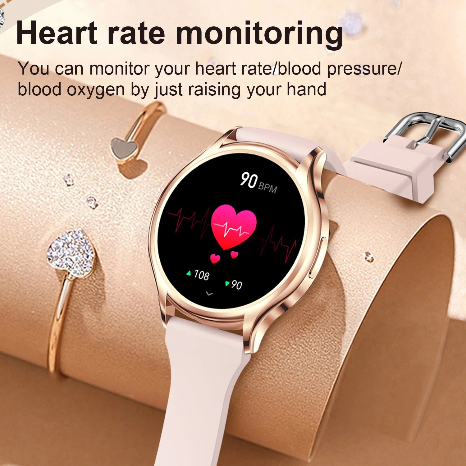 Smart Watch For Women 1.27 Inch HD Screen Health Monitor AI Voice Assistant Bluetooth Call Music Control Custom Dials Smartwatch