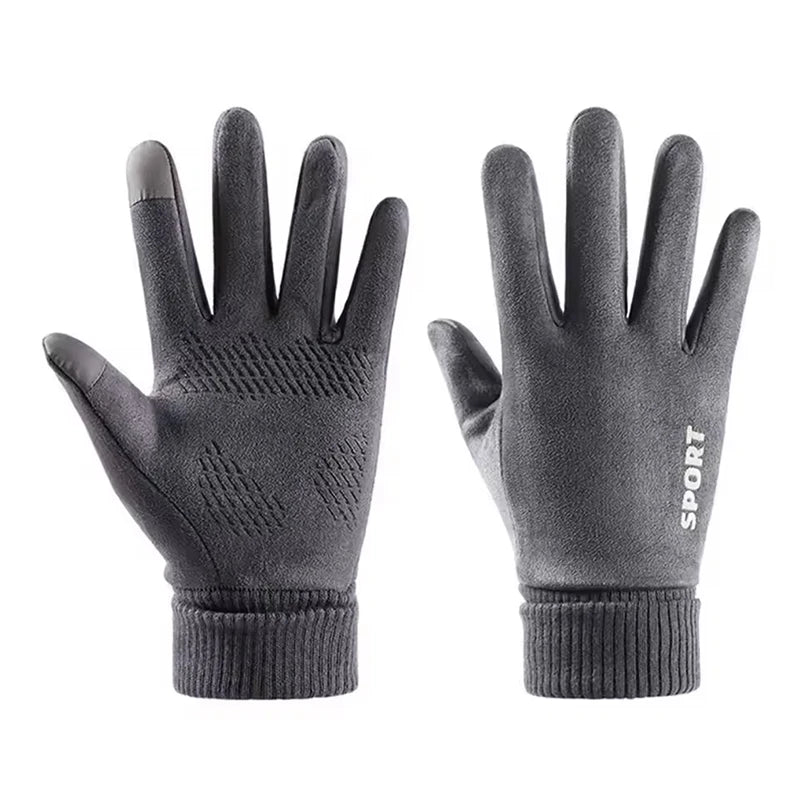 Men Winter Gloves Outdoor Sports Cycling Running Motorcycle Ski Touch Screen Fleece Gloves Non-slip Waterproof Warm Full Fingers