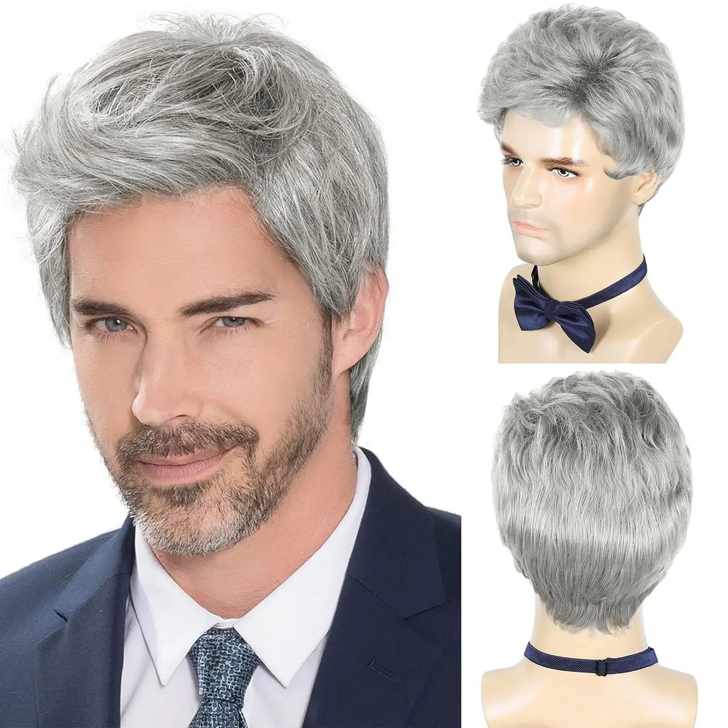 Silver  Gray Men’s Wig